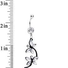 将图片加载到图库查看器,Clear Czech Stone Black Double Dragonfly Dangle Belly Ring