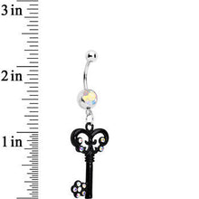 将图片加载到图库查看器,Aurora Czech Stone Black Victorian Antique Key Dangle Belly Ring