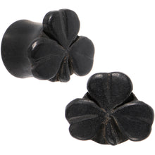 Load image into Gallery viewer, 7/16 Organic Arang Wood Shamrock Single Flare Plug Set