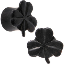 Load image into Gallery viewer, 1/2 Organic Arang Wood Shamrock Single Flare Plug Set