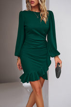 Load image into Gallery viewer, Elegant Black Ruffled Balloon Sleeve Mini Dress Luxury & Playful Statement Piece Simple Dress