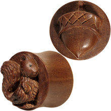 Load image into Gallery viewer, 5/8 Organic Wood Squirrels Gone Nuts Saddle Plug Set