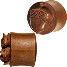 Load image into Gallery viewer, 5/8 Organic Wood Squirrels Gone Nuts Saddle Plug Set