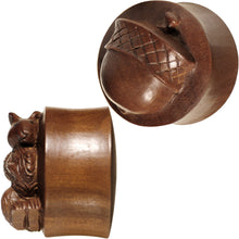 Load image into Gallery viewer, 25mm Organic Wood Squirrels Gone Nuts Saddle Plug Set