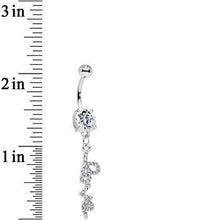 将图片加载到图库查看器,Clear Gem Studded Love Cursive Text Dangle Belly Ring