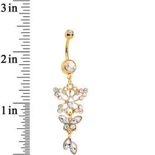 将图片加载到图库查看器,Aurora Gem Gold Anodized Butterfly Blast Dangle Belly Ring