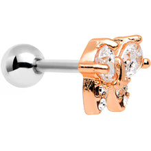 Load image into Gallery viewer, 16G 1/4 Steel Clear CZ Rosy Butterfly Cartilage Earring