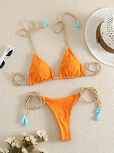 将图片加载到图库查看器,New Festival Flame Halter Bikini Set for Women – Triangle V-Neck Backless Two-Piece Swimsuit with Tie Side Bottoms & Adjustable Lace-Up Fit – Sleek Polyamide Swimwear for Koningsdag/King’s Day & Summer Beach Celebrations