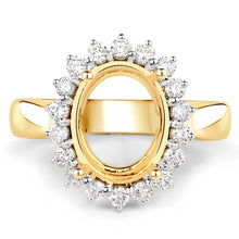 Load image into Gallery viewer, 0.54 Carat Genuine White Diamond 14K Yellow Gold Semi Mount Ring - holds 11x9mm Oval Gemstone