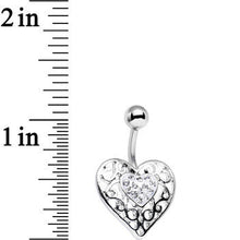 将图片加载到图库查看器,Clear Gem White Woven Heart Bottom Charm Belly Ring