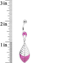 将图片加载到图库查看器,Pink Gem Teardrop Bottom Mount Lattice Willow Leaf Dangle Belly Ring