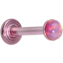 Load image into Gallery viewer, 16G 5/16 Pink 3mm Synthetic Opal Internally Threaded Labret