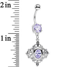 将图片加载到图库查看器,Clear Purple CZ Gem Princess Cut Drop Dangle Belly Ring