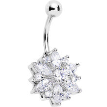 Load image into Gallery viewer, Clear Gem Glittering Flower in Bloom Bottom Mount Belly Ring