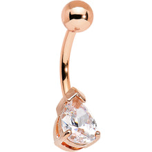 Load image into Gallery viewer, Rose Gold Plated Prong Set 7mm Cubic Zirconia Teardrop Belly Ring