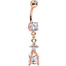Load image into Gallery viewer, 14k Rose Gold Plated Clear CZ Capture Me Dangle Belly Ring