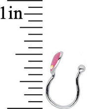Load image into Gallery viewer, Pink Synthetic Opal Rhodium Plated Heart Clip On Fake Nose Ring