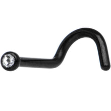 Load image into Gallery viewer, 18G 2mm Clear Gem Black Titanium IP Steel Nose Screw