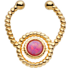 Load image into Gallery viewer, Red Synthetic Opal Gold Ion-plated Non-Pierced Clip On Fake Septum Ring