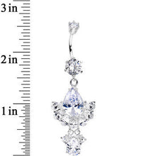 将图片加载到图库查看器,925 Sterling Silver Clear Spectacular Teardrop Dangle Belly Ring