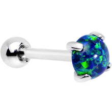 Load image into Gallery viewer, 18G 5/16 Black 5mm Synthetic Opal Steel Prong Set Cartilage
