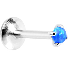 Load image into Gallery viewer, 16G 5/16 Blue 2.5mm Synthetic Opal Internally Threaded Labret