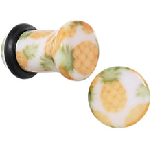 Load image into Gallery viewer, White Acrylic Pineapple Single Flare Plug Set Available in Sizes 3mm to 16mm