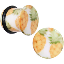 Load image into Gallery viewer, White Acrylic Pineapple Single Flare Plug Set Available in Sizes 3mm to 16mm