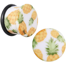 Load image into Gallery viewer, White Acrylic Pineapple Single Flare Plug Set Available in Sizes 3mm to 16mm