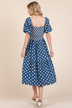 将图片加载到图库查看器,New Floral Embroidered Smocked Puff Sleeve Tiered Midi Dress For Women – Elegant, Romantic, Feminine, and Stylish Midi Dress with Floral Embroidery