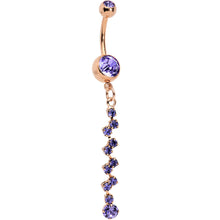 将图片加载到图库查看器,Purple Rose Gold Anodized Criss Cross Dangle Belly Ring