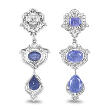 Load image into Gallery viewer, 7.73 Carat Genuine Tanzanite and White Topaz .925 Sterling Silver Earrings