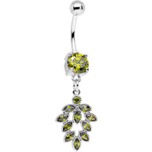 Load image into Gallery viewer, Ten Green Cubic Zirconia Marquis Decorated Geometric Dangle Belly Ring