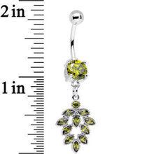 Load image into Gallery viewer, Ten Green Cubic Zirconia Marquis Decorated Geometric Dangle Belly Ring