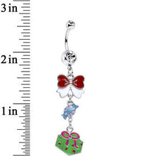 将图片加载到图库查看器,Clear Gem Christmas Present and Bow Dangle Belly Ring