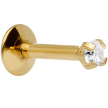 将图片加载到图库查看器,16G 1/4 Gold IP 2mm Clear Gem Internally Threaded Tragus Earring
