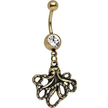 将图片加载到图库查看器,Clear Anodized Antiqued Octopus Dangle Belly Ring