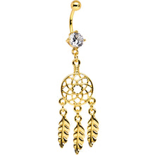 将图片加载到图库查看器,Clear CZ Gold Anodized Dreamcatcher Dangle Belly Ring
