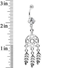 将图片加载到图库查看器,Clear CZ Stainless Steel Dreamcatcher Dangle Belly Ring