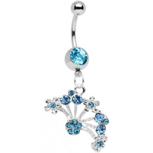 Load image into Gallery viewer, Aqua Gem Stainless Steel Bouquet of Daisies Dangle Belly Ring