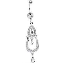 将图片加载到图库查看器,Clear Gem Shining Teardrop Horseshoe Dangle Belly Ring