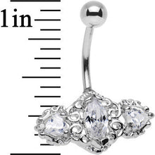 将图片加载到图库查看器,Clear Triple Gem Deco Frame Bottom Mount Belly Ring