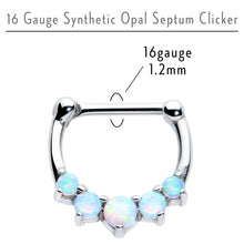 Load image into Gallery viewer, 16G 1/4 White Synthetic Opal Steel Bar Simple Septum Clicker