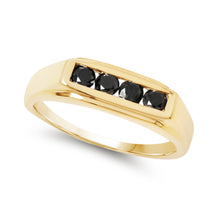 Load image into Gallery viewer, 14K Yellow Gold Plated 0.48 Carat Genuine Black Diamond .925 Sterling Silver Ring