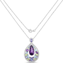 Load image into Gallery viewer, 6.40 Carat Genuine Multi Stones .925 Sterling Silver Pendant