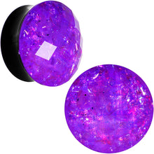 Load image into Gallery viewer, 24mm Black Acrylic Fuchsia Galaxy Faceted Saddle Plug Set