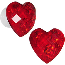 Load image into Gallery viewer, White Acrylic Red Faceted Valentine Heart Saddle Plug Set 2G to 26mm
