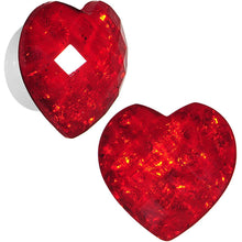 Load image into Gallery viewer, White Acrylic Red Faceted Valentine Heart Saddle Plug Set 2G to 26mm