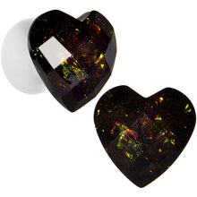 Load image into Gallery viewer, 00G White Acrylic Black Valentine Love Heart Saddle Plug Set