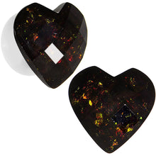Load image into Gallery viewer, White Acrylic Black Faceted Valentine Love Heart Saddle Plug Set 12mm to 26mm